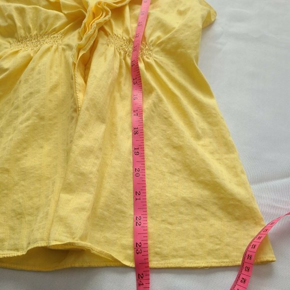 🌷  BCBGMaxazria Yellow Ruffle Top Ruched - Picture 11 of 12